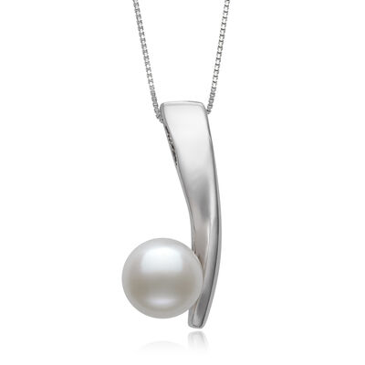 Button Cultured Freshwater Pearl Pendant in Sterling Silver