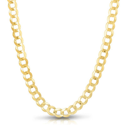 Men’s Solid Curb Chain in 14K Yellow Gold, 7MM, 22”