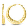 Polished Striped Hoop Earrings in 10K Yellow Gold