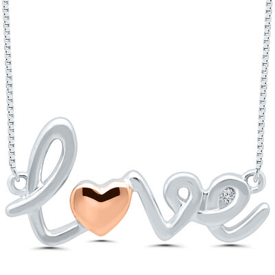 “LOVE” Diamond Pendant in Sterling Silver