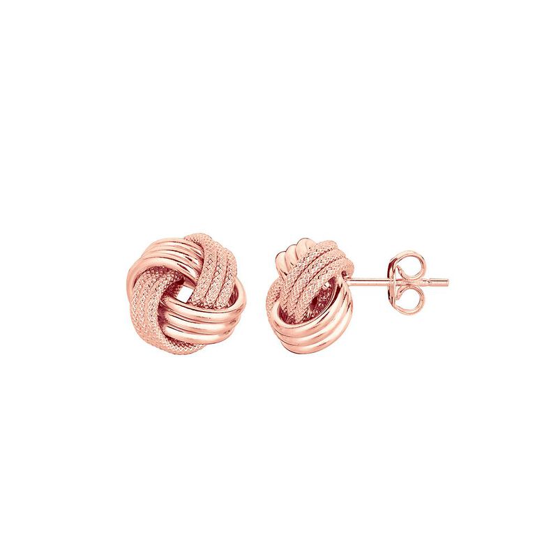 Love Knot Stud Earrings in 14K Rose Gold