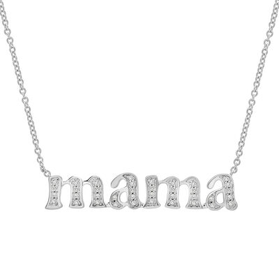 Diamond “MAMA” Necklace in Sterling Silver (1/7 ct. tw.)