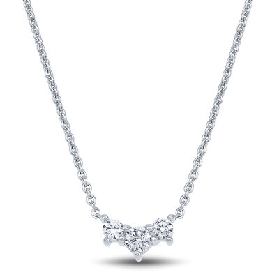 Lab Grown Diamond Three-Stone Necklace in 14K White Gold (1/2 ct. tw.)