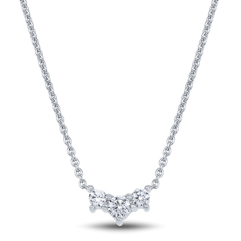 Lab Grown Diamond Three-Stone Necklace in 14K White Gold &#40;1/2 ct. tw.&#41;