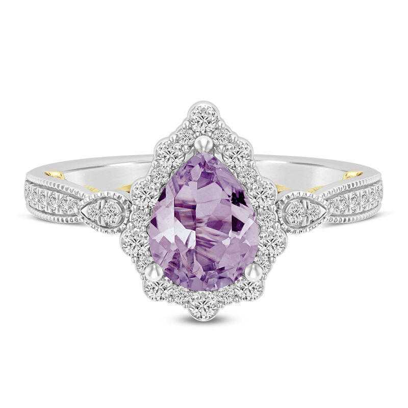 Pear-Shaped Rose De France Amethyst &amp; Diamond Engagement Ring &#40;1/3 ct. tw.&#41;