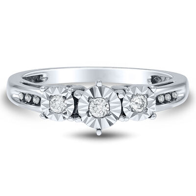 1/8 ct. tw. Diamond Three-Stone Engagement Ring in 10K White Gold