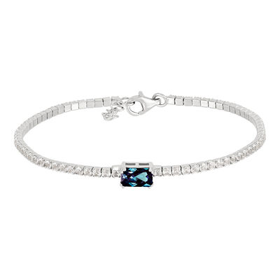 Lab-Created Alexandrite & Lab-Created White Sapphire Bracelet in Sterling Silver