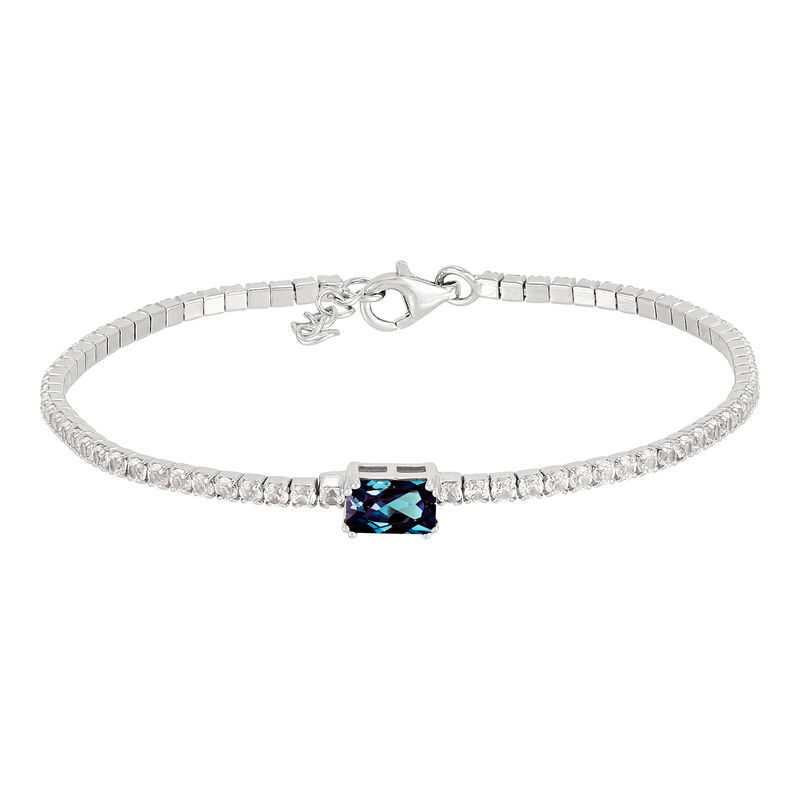 Lab-Created Alexandrite &amp; Lab-Created White Sapphire Bracelet in Sterling Silver