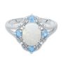 Lab Created Opal, Blue Topaz &amp; Diamond Ring in Sterling Silver