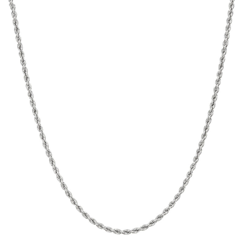 Glitter Rope Chain Necklace in 14K White Gold, 2mm, 18&rdquo; 