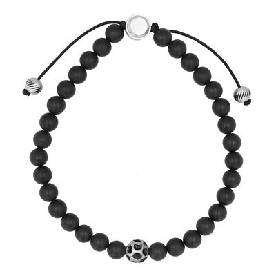 Onyx Bolo Bracelet in Stainless Steel, 6MM, 6.5