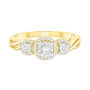 Three-Stone Halo Engagement Ring with Illusion Settings in 10K Yellow Gold &#40;1/4 ct. tw.&#41;