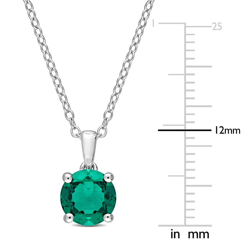 Lab Created Emerald Solitaire Pendant in Sterling Silver
