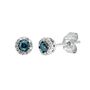 1/4 ct. tw. Blue &amp; White Diamond Halo Stud Earrings in Sterling Silver
