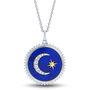 Medallion Necklace with Crescent Moon &amp; Lapis in Sterling Silver