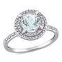 Round Halo Aquamarine &amp; Diamond Ring in 10K White Gold &#40;1/10 ct. tw.&#41;