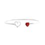 Lab Created Ruby &amp; Diamond Heart Bangle Bracelet in Sterling Silver
