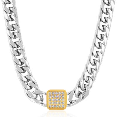 Men’s Diamond Curb Chain in Stainless Steel (2 ct. tw.), 20”