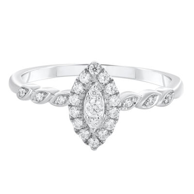Marquise Shaped Diamond Promise Ring in 10K White Gold (1/5 ct. tw.)