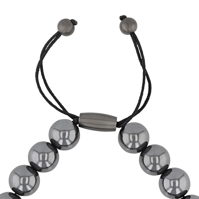 Hematite Bead Bracelet in Gray Stainless Steel