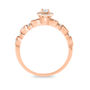 Round Diamond Ring with Halo &amp; Scalloped Band in 14K Rose Gold &#40;1/4 ct. tw.&#41;