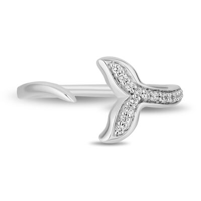 Ariel Diamond Accent Mermaid Fin Ring in Sterling Silver