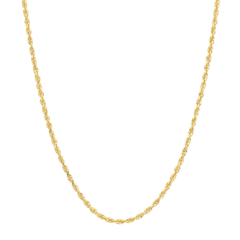 Solid Glitter Rope Chain in 14K Yellow Gold, 2.5MM, 24&rdquo;