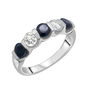 Gemstone &amp; White Sapphire Ring with U-Prong Setting in Sterling Silver