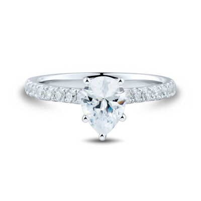 Lab Grown Diamond Pear-Shaped Engagement Ring in 14k white gold (1 1/3 ct. tw.)