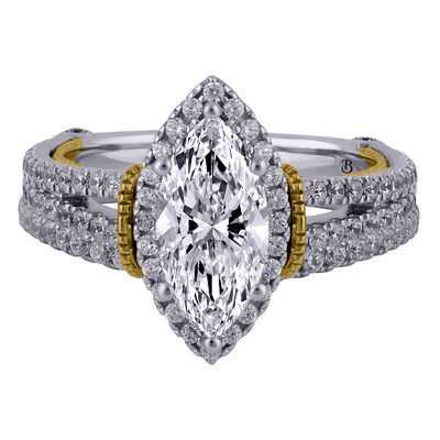 Amara Lab Grown Diamond Marquise-Shaped Halo Bridal Set in 14K White & Yellow Gold (2 1/5 ct. tw.)