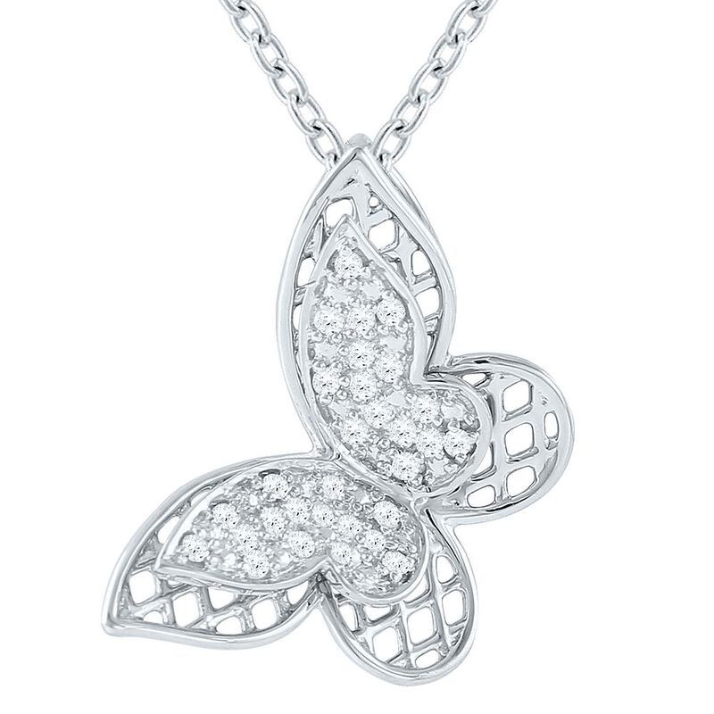 1/10 ct. tw. Diamond Butterfly Pendant in Sterling Silver