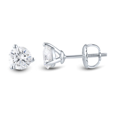 Lab Grown Diamond Earrings with Round Brilliant Cut in 14K White Gold (1 ct. tw.)