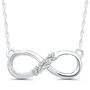 Diamond Infinity Necklace with Three-Stone Design in 10K White Gold &#40;1/10 ct. tw.&#41;