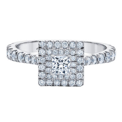 Diamond Double Halo Engagement Ring in 14K White Gold (1 ct. tw.)