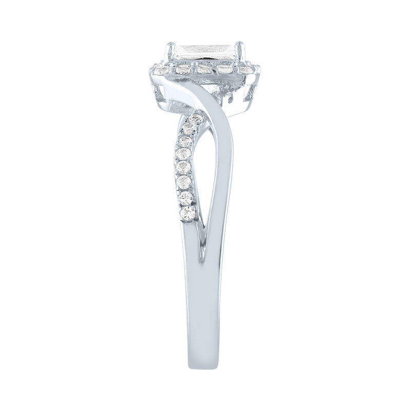 Emerald Cut Lab Created White Sapphire Promise Ring in Sterling Silver