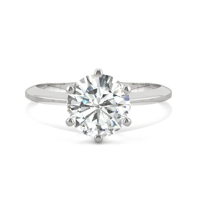 Round Moissanite Solitaire Ring with Tapered Band