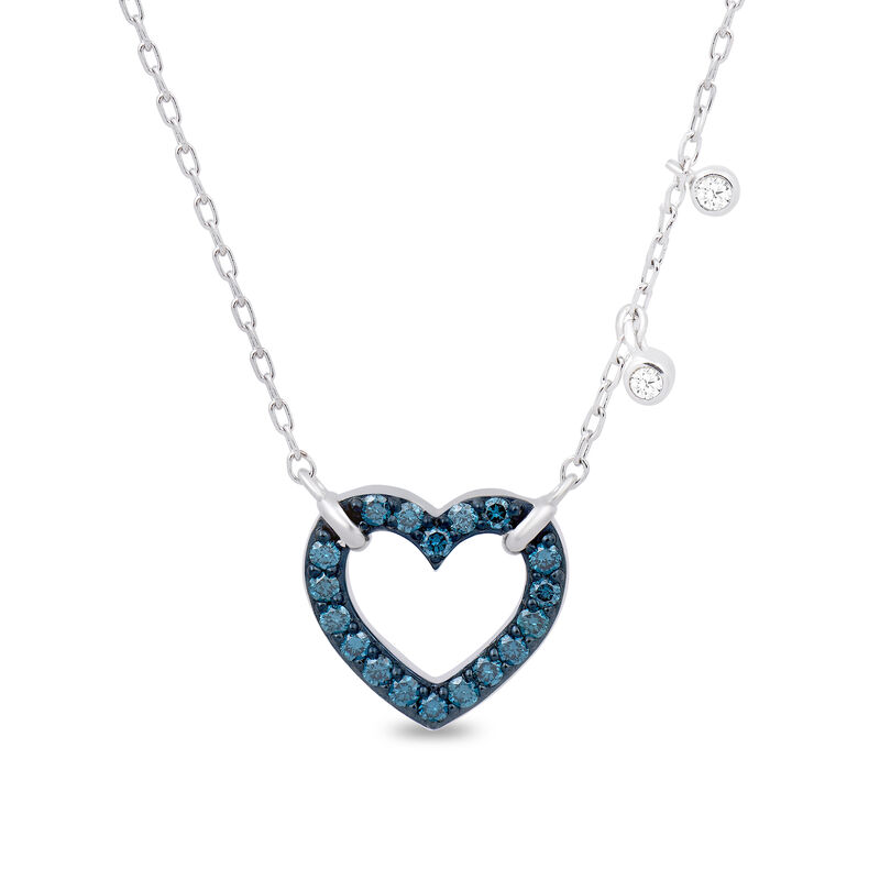 Blue Diamond Heart Dangle Pendant in Sterling Silver &#40;1/4 ct. tw.&#41;