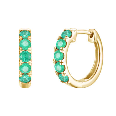 Gemstone Hoop Earrings in 10K Gold