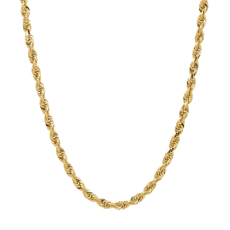 Rope Chain Necklace in 10K Yellow Gold, 4.4mm, 22&rdquo;