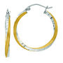 Twisted Diamond Cut Earrings in 14K Yellow Gold &amp; White Rhodium
