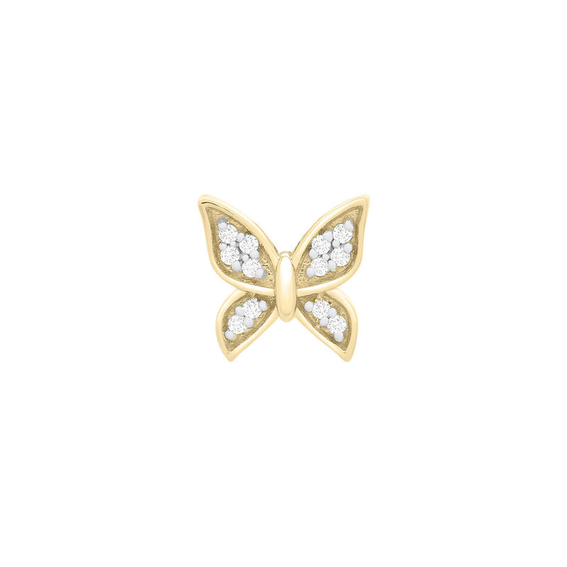 Single Stud Earring Butterfly with Diamond Accents in 10K Yellow Gold