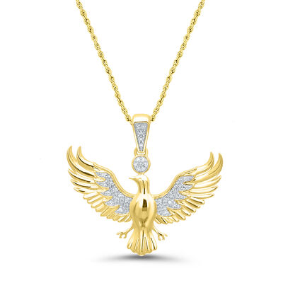 Eagle Pendant with Diamonds in 10K Yellow Gold (1/10 ct. tw.)