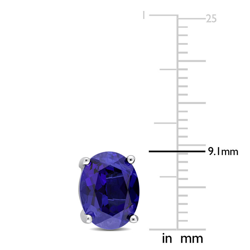 Oval-Shaped Lab Created Blue Sapphire Stud Earrings in Sterling Silver