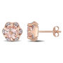Morganite &amp; Diamond Floral Stud Earrings in 14K Rose Gold