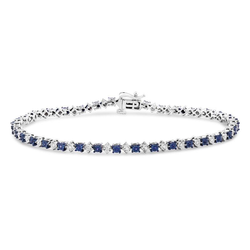 Blue Diamond and Diamond Illusion Tennis Bracelet in Sterling Silver &#40;3/8 ct. tw.&#41;