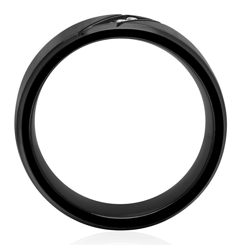 Men&rsquo;s Diamond Ring in Black Ion-Plated Stainless Steel, 8mm