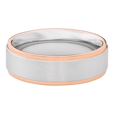 Men’s Cobalt Wedding Band with 14K Rose Gold Accents, 7MM