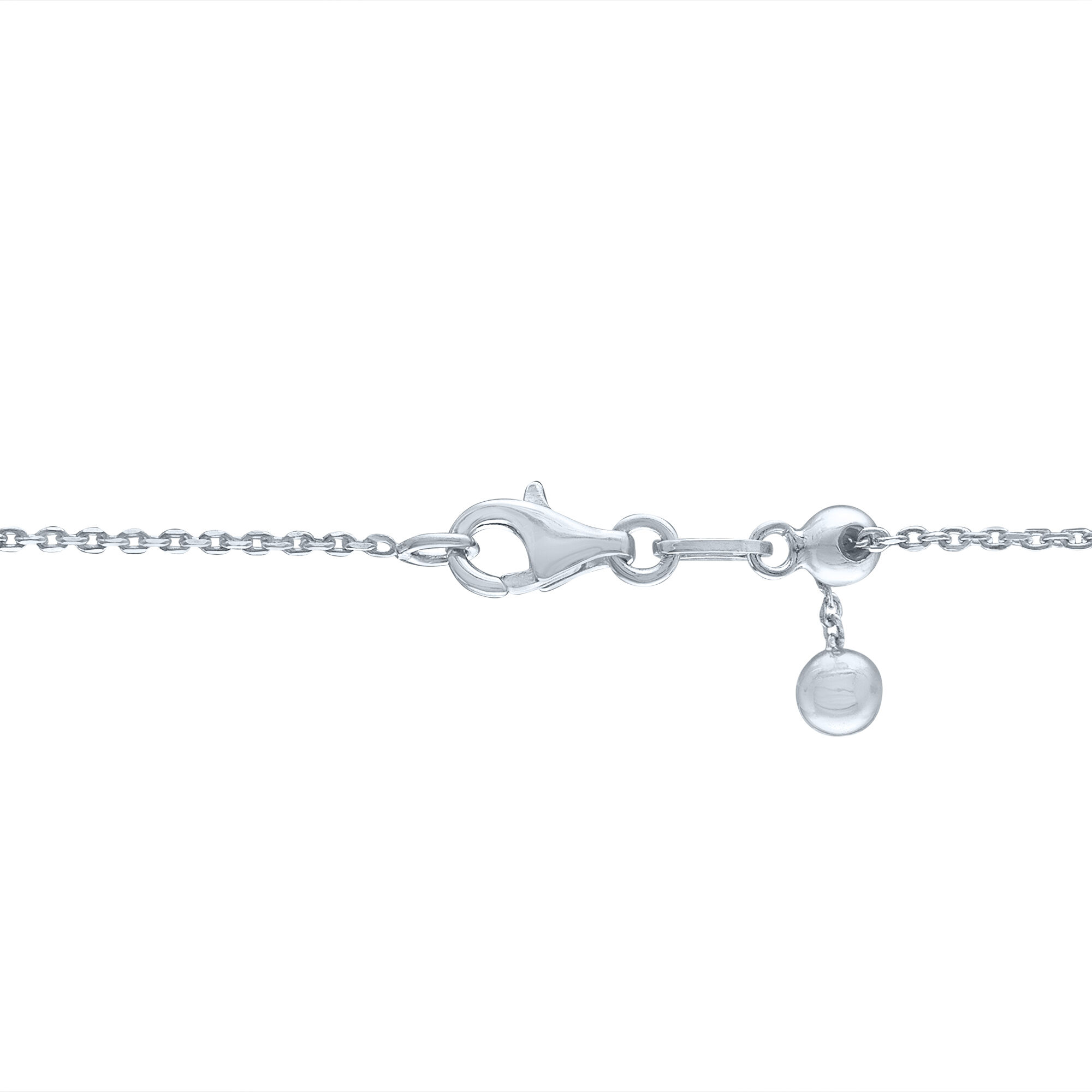 Chain Link Smile Necklace with Diamond Accents in Sterling Silver