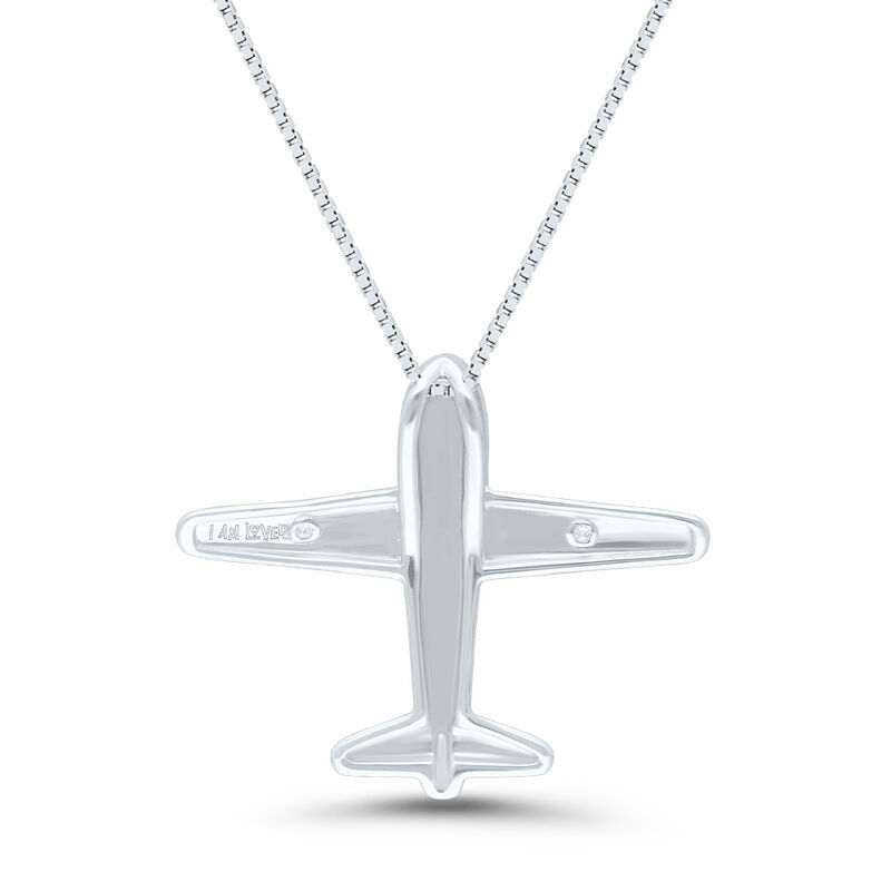 Diamond Airplane Pendant in Sterling Silver &amp; 14K Rose Gold