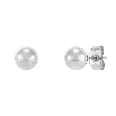 Polished Ball Stud Earring in 14K White Gold, 6MM